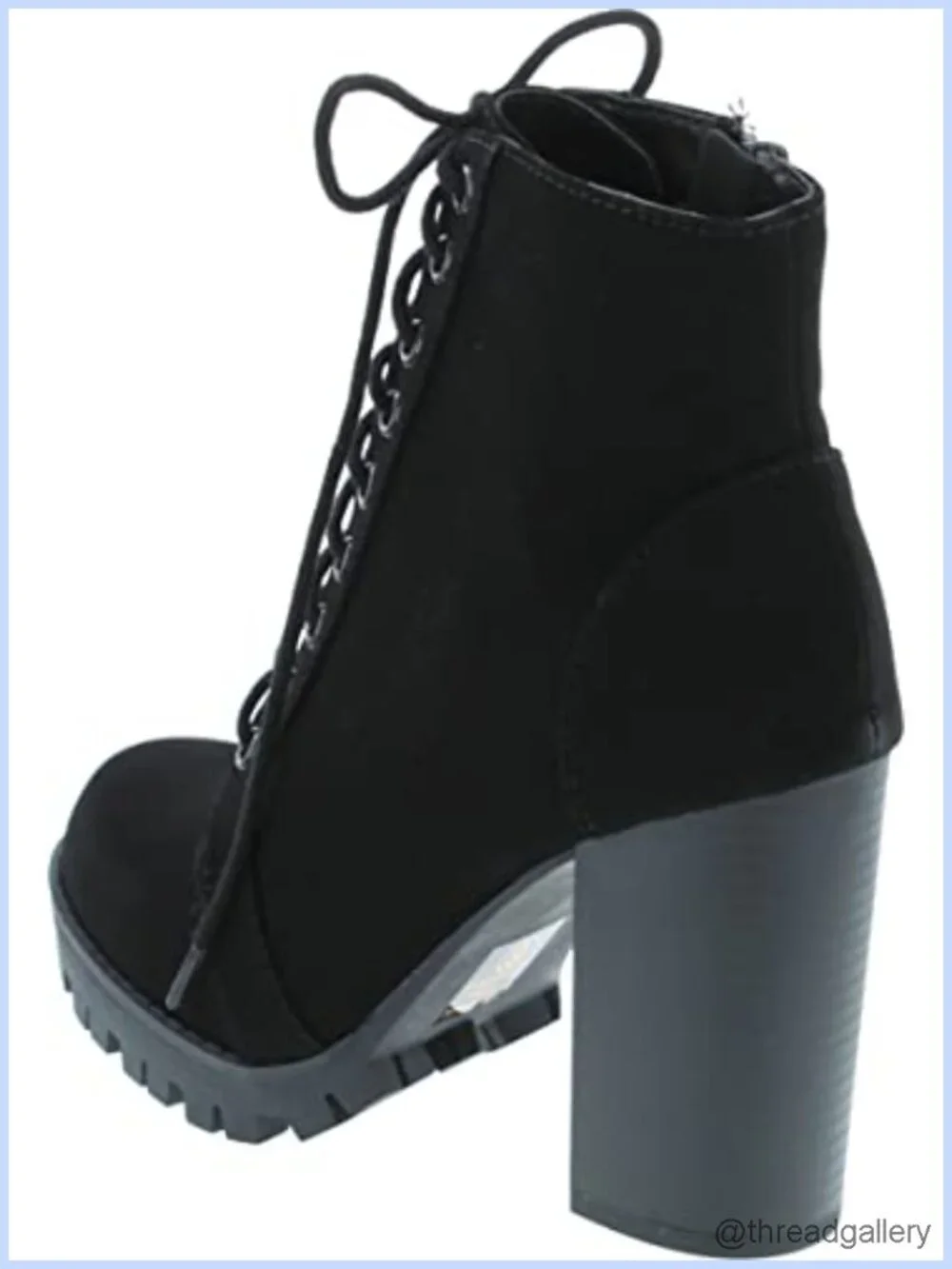 Fashion Lace Up Military Inspired Ankle Boot with Stacked Heel